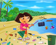 rajzfilm - Ecofreak Dora cleaning beach